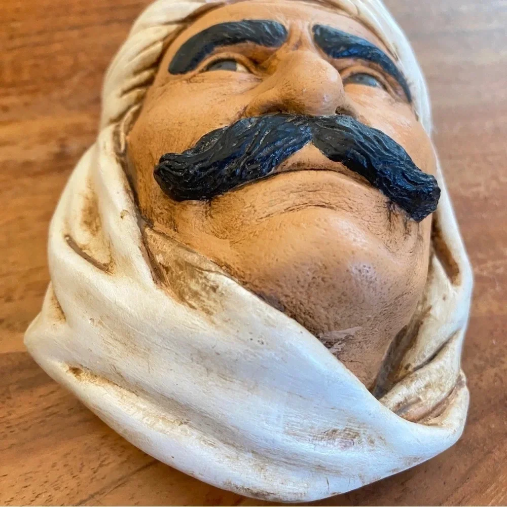 Vintage Bossons Arab Persian Bedouin Man Chalk ware Head Made In England